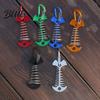 Aluminum Alloy Deck Pegs Spring-Loaded Fish Bone Tent Peg Stake with Portable Accessories Carabiner Windproof Rope Buckle for Outdoor Camping Fixing