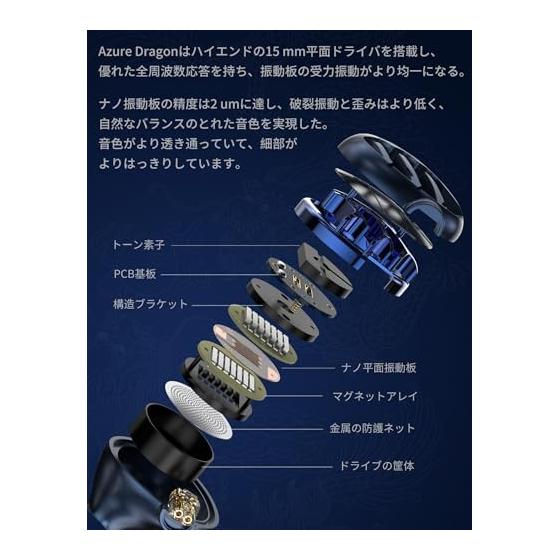 TRN Azure Dragon Seiryu Earmoni High-end Planar Drive Earphones High Resolution Planar Magnetic Driver Monitor Earphones High Sound Isolation IEM Ear