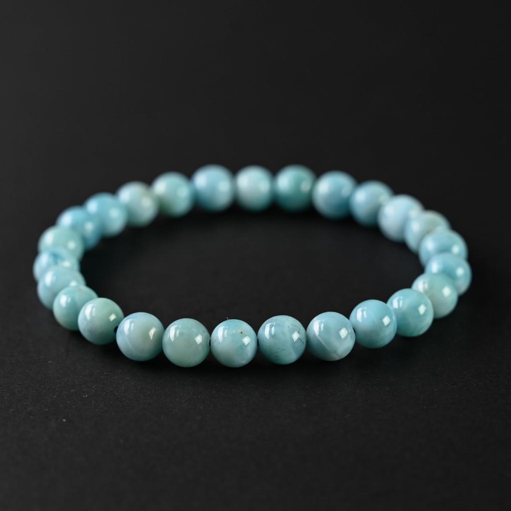 Eigado Larimar 7mm Inner Diameter Healing Natural Power One of the Three Greatest Healing Stones Bracelet, Beads, 13.6g, 16cm, Stone, Stone, Stone,