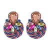 Exaggerated Geometric-shaped Polyester Stretch Yarn Woven Round Earrings for Women, New Style Jewelry
