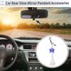 Partuto 1pcs Artificial Crystal Flower Car Rear View Mirror Pendant Accessories Car Hanging Ornament Blue