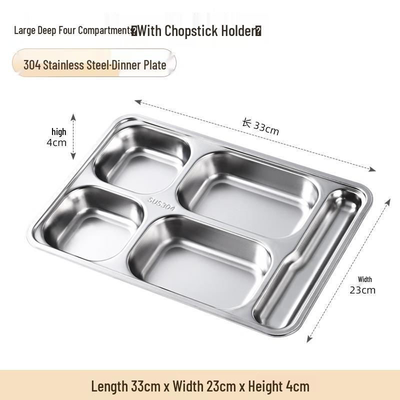 Yuedisi 304 Stainless Steel Divided Meal Tray (10-Pack)