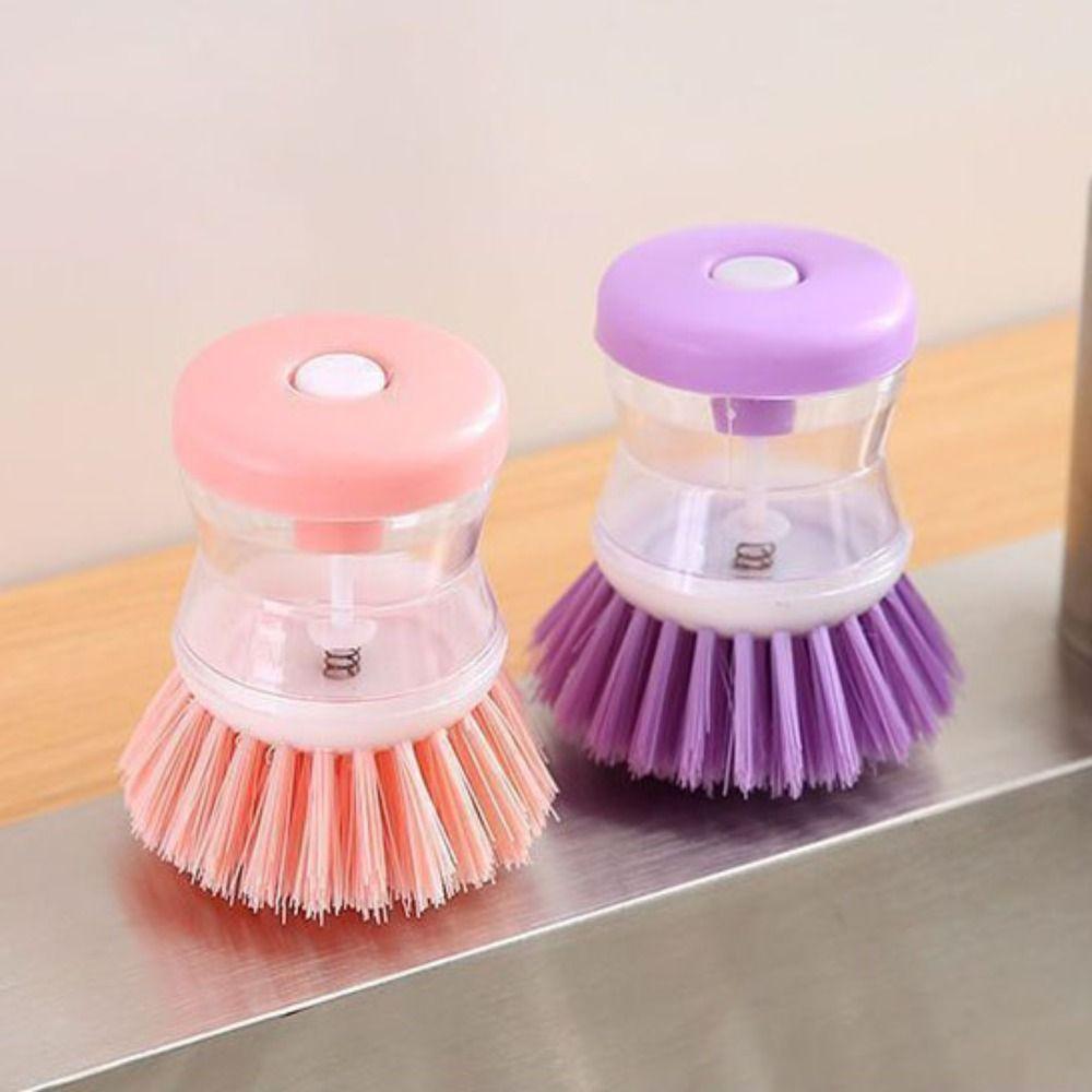 Press Type Scrubber Soap Dispenser Household Dish Brush Cleaning Brush Pot Brush Cleaning Tool