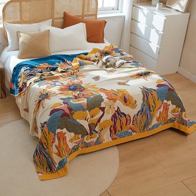 National Trend Four-layer Thickened Cotton Gauze Throw Blanket Towel Quilt Summer Air Conditioning Quilt Sofa Cover Blanket Single Double Bed Cover
