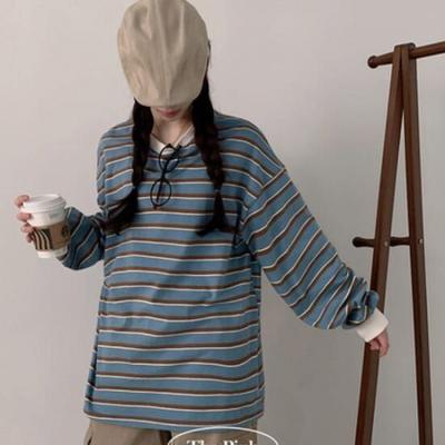 The Pink Men Overfit Color Block Stripe Long Sleeve Sweatshirt