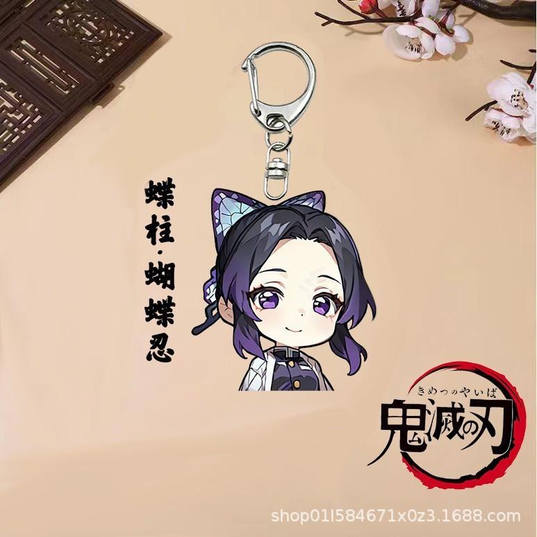 Acrylic Anime Keychain Nezuko Mitsuri Kanroji Muichiro Tokito Double Sided Transparent Pendant Cosplay Accessories
