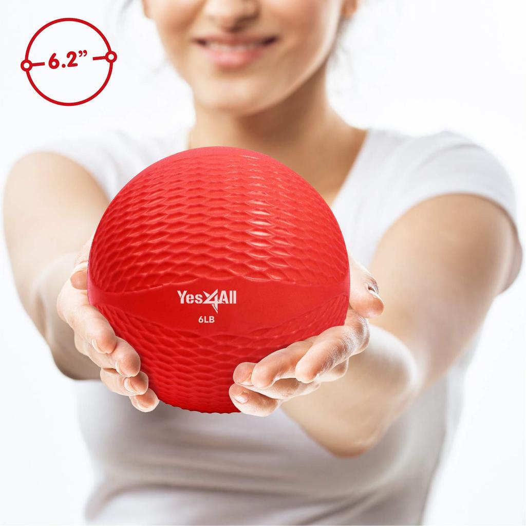 Yes4All Toning Ball Medicine Ball Weight Toning Exercise Ball Gym Ball with Diamond Grooves Red 2.7kg Home Gym & Desk Chair Physiological Therapy Fitn