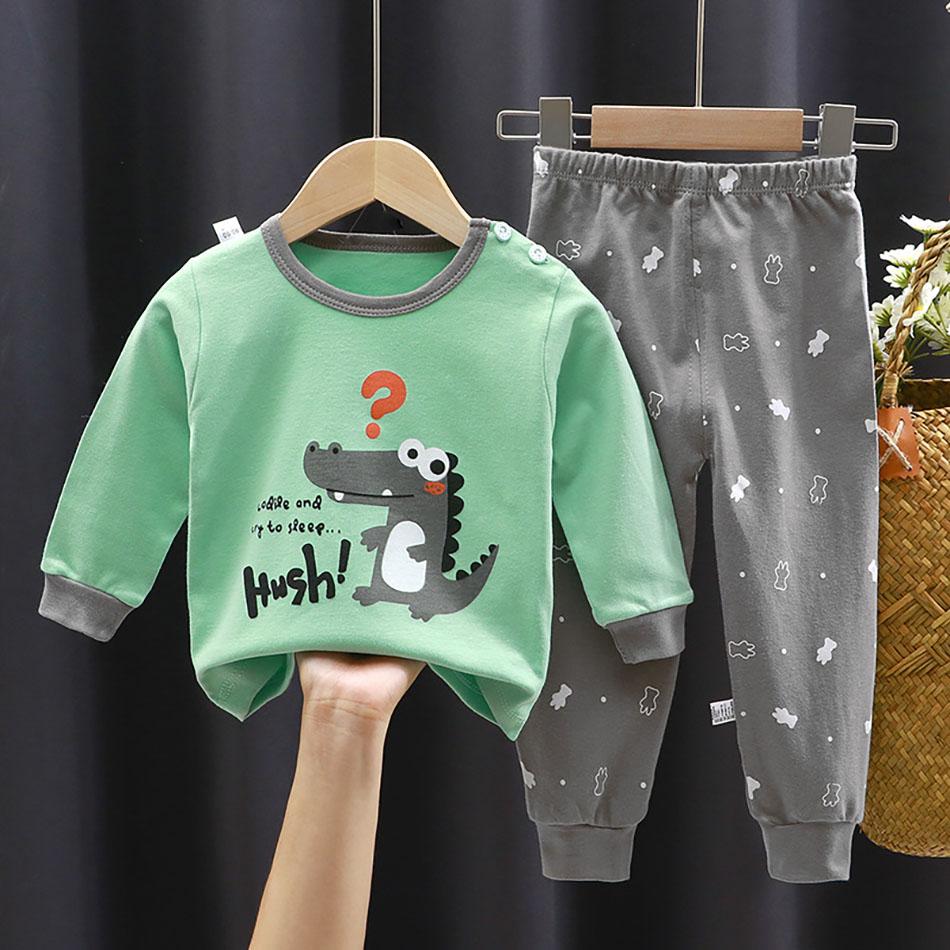 Children Pajamas Sets Unisex Soft Comfort Cartoon Dinosaur Clothing Set Outfit Suitable Boys Girls Perfect for Autumn Winter
