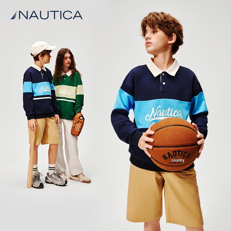 Nautica Kids' Unisex Polo Collar Sweatshirt