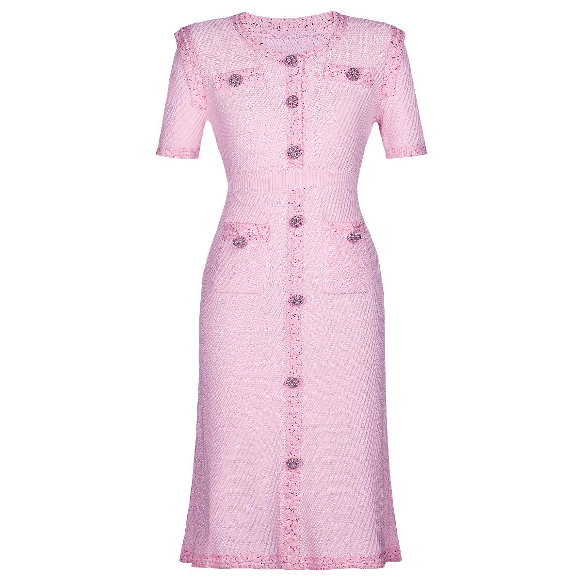 

2025 European & American Spring/Summer Beaded Slim Fit Knitted Dress L