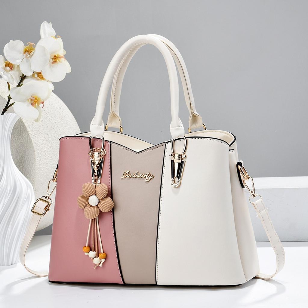 2026 New Color Blocking Splicing Shoulder Bag