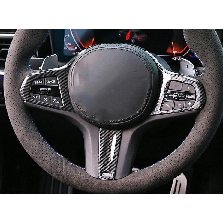 For BMW 3 4 Series G20 2019-2023 Carbon Fiber Steering Wheel Switch Cover Trim