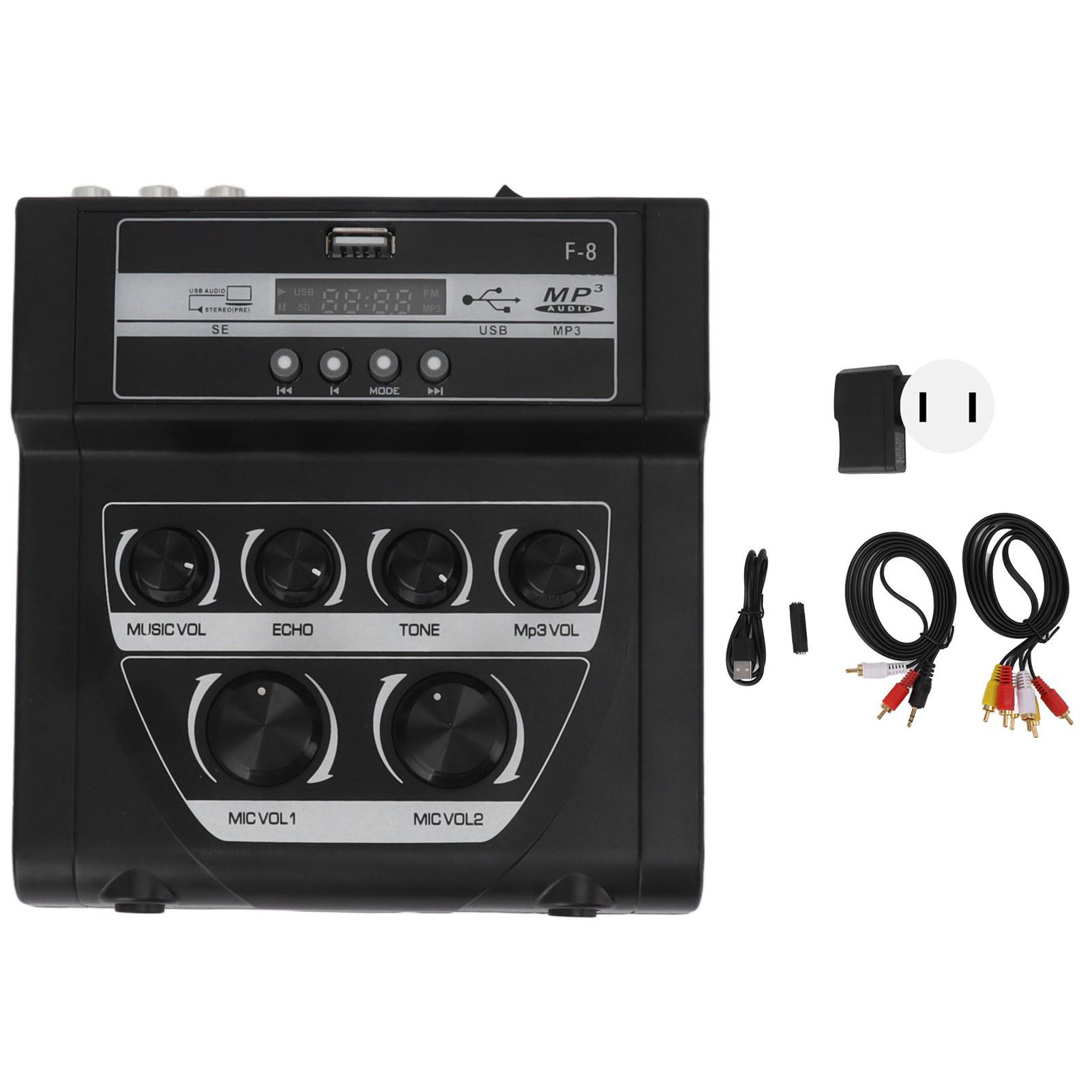 

F8 Mixer Outdoor Karaoke Microphone With Bluetooth Recording Black Home Mixer 100‑240V US