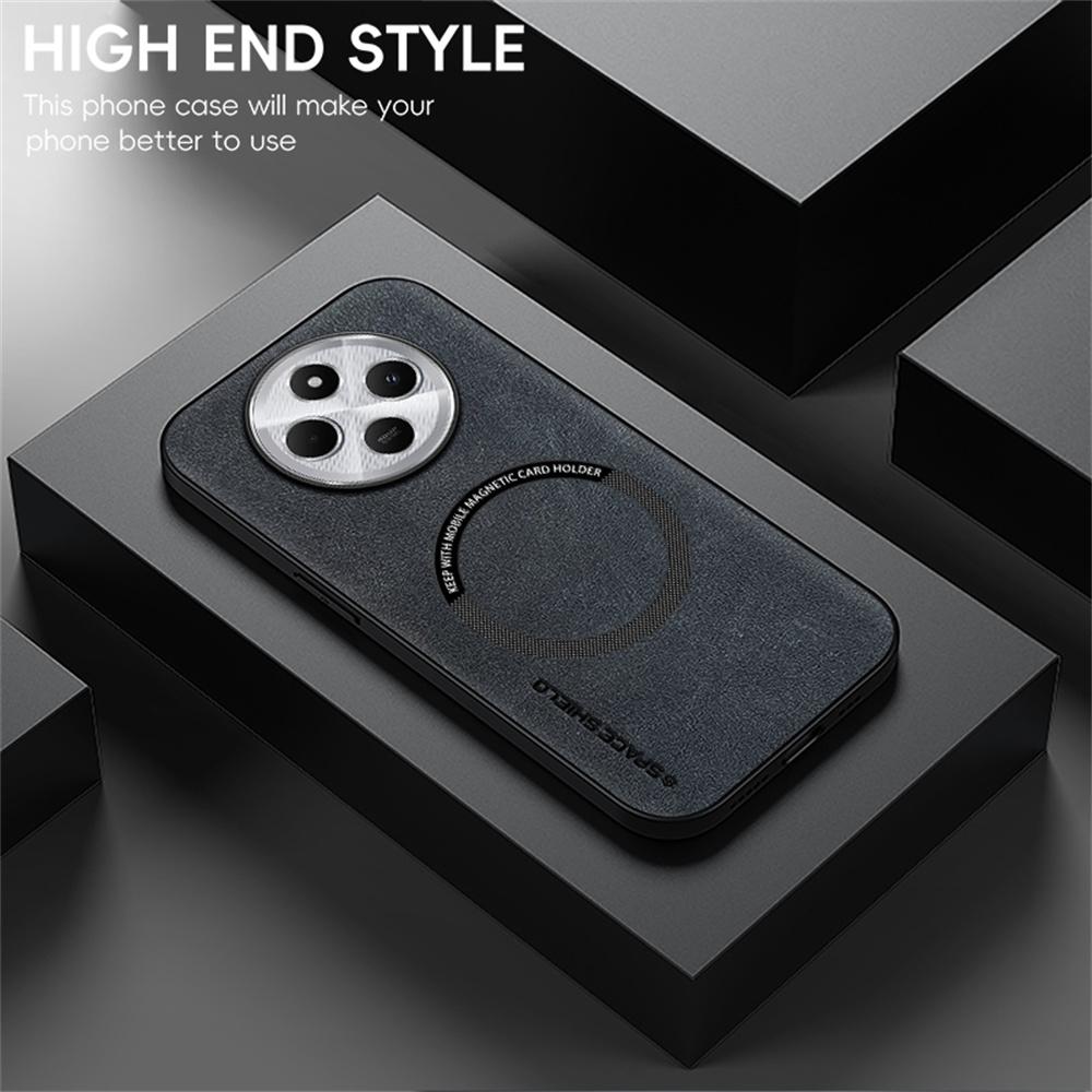 WANLONFENG YBP Series Magnetic Case with Tempered Glass Film For Xiaomi Redmi 14C 4G/14R 5G/Poco C75 4G PU+TPU Phone Cover Large Cutout