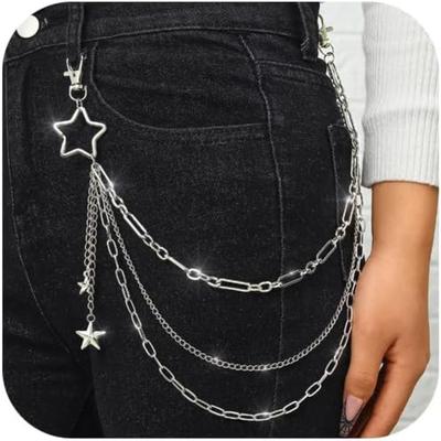 Ster Broekketting Zilver Gelaagde Jeansketting Punk Portemonnee Kettingen voor Dames en Heren