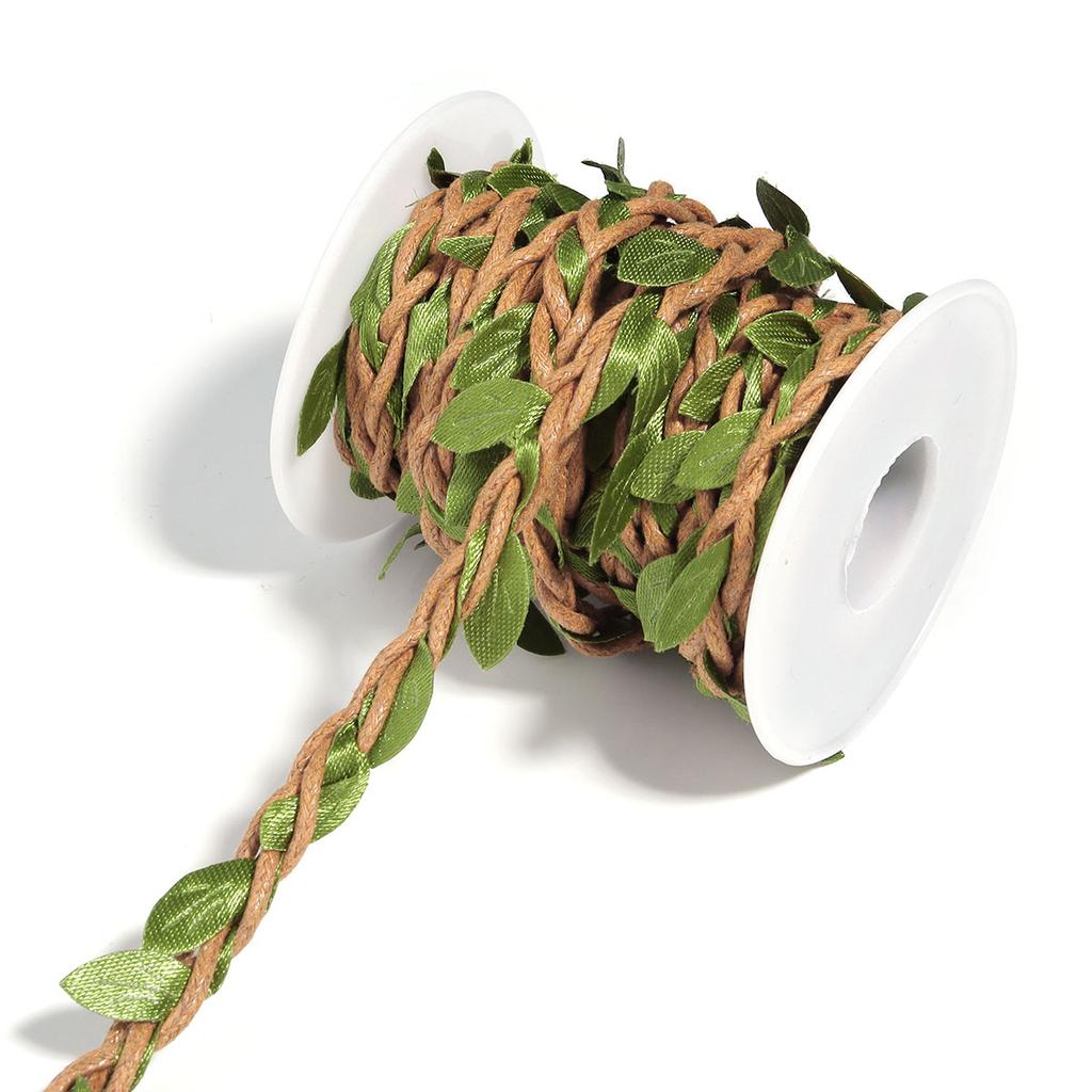 5Yards/Roll Artificial Vine Leaves Weaving Hemp Rope Simulation Green Leaves For Home Wedding Party Gift Bouquet Wrap Decoration