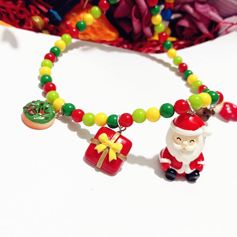 

Festive Christmas Santa Claus Beaded Choker Necklace for Girls