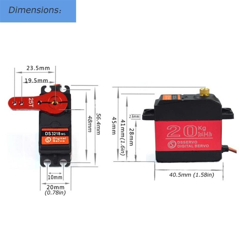 1pcs 20kg High Torque Coreless Servo Motor Metal igital Waterproof Gear & Copper+Aluminum Servo Gear for Robotic IY