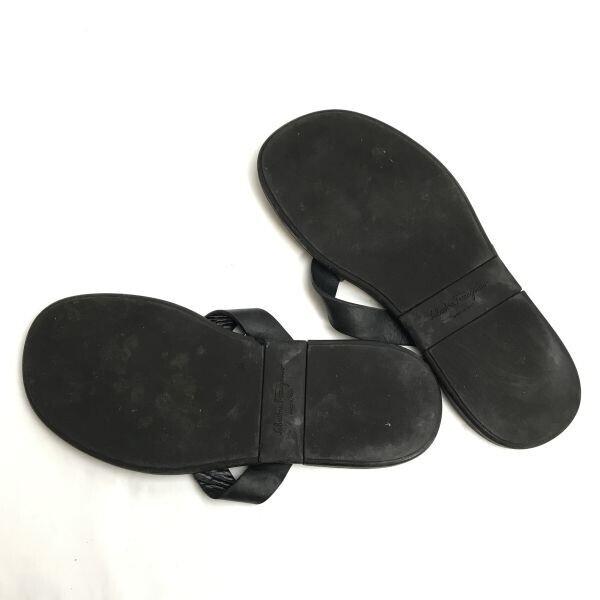 Salvatore Ferragamo Italy Leather Sandals Women’s 8 26.0EE Brown Black Flat(USED)