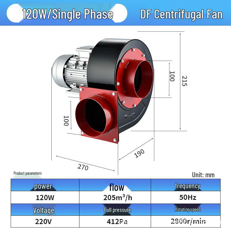 Compact High-Pressure Centrifugal Fan for Kitchen and Laboratory Ventilation