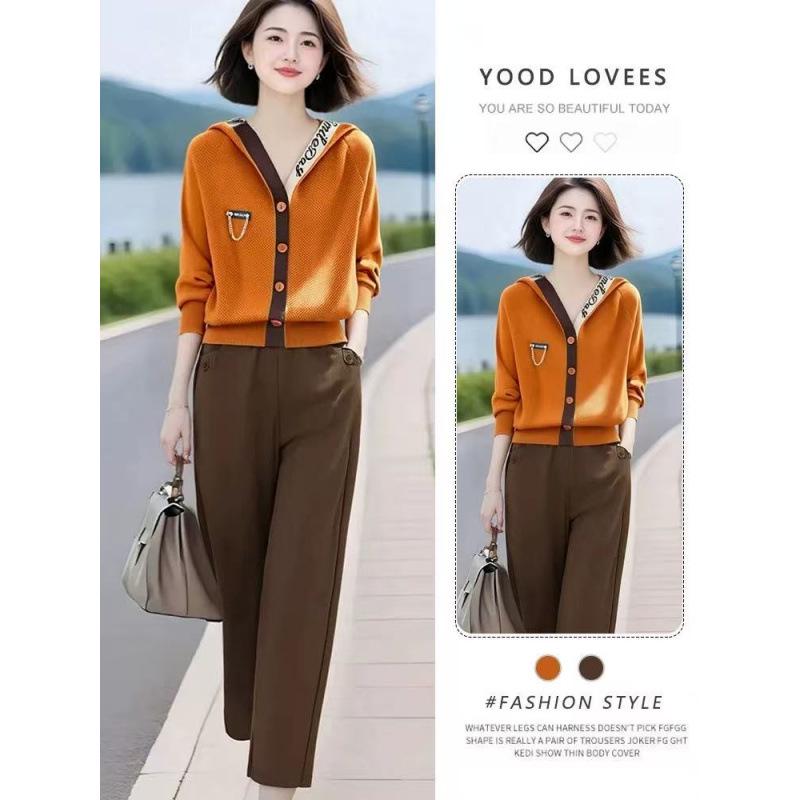 Korean Style Women's Elegant Hooded Knit Cardigan for Spring & Autumn