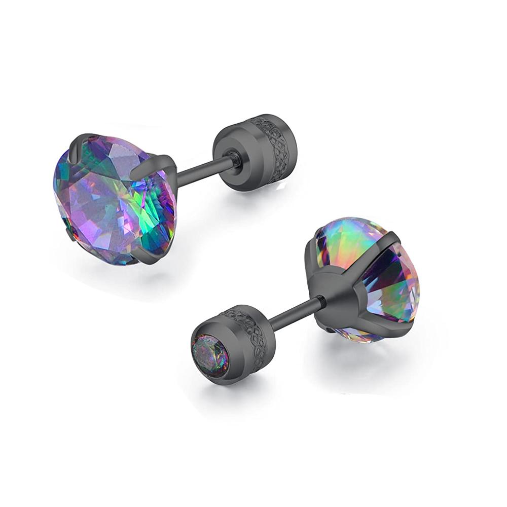 1 Piece Medical Stainless Steel Crystal Zircon Ear Studs Earrings Tragus Cartilage Hypoallergenic Screws Piercing Zircon