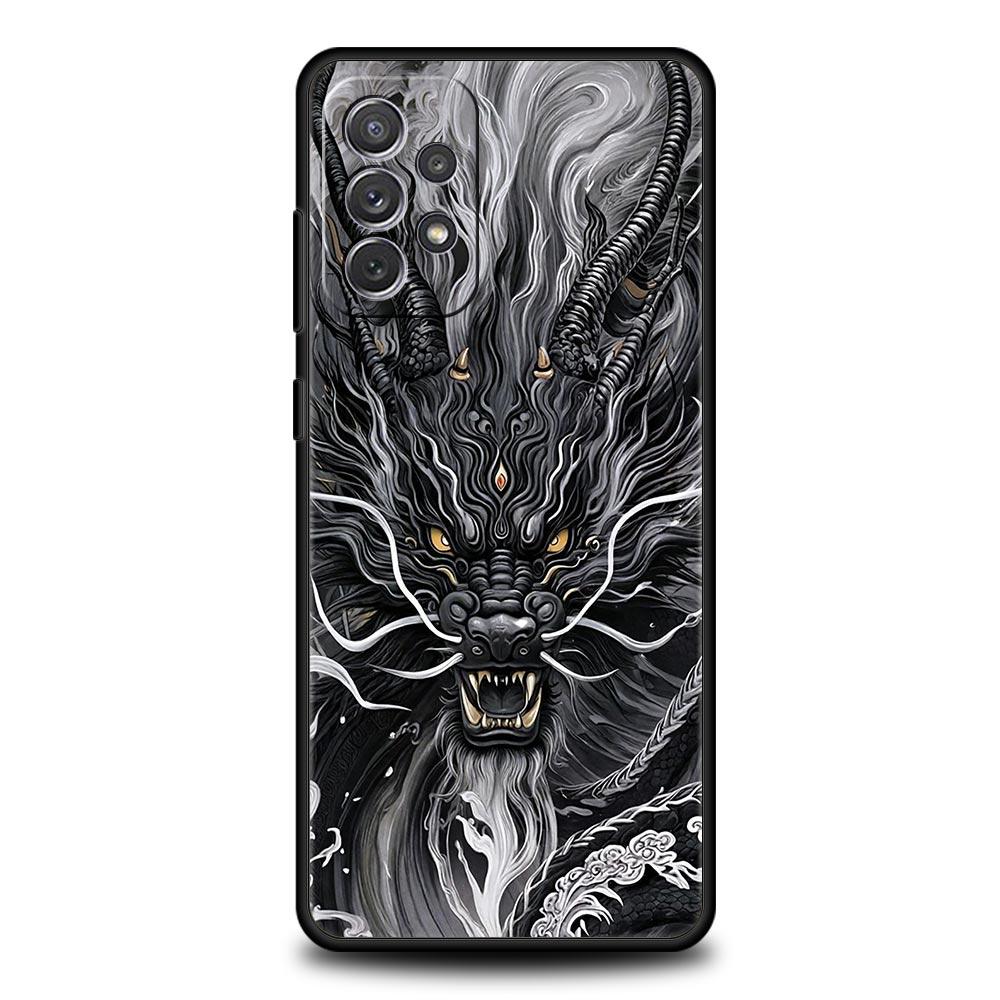 Chinoiserie Loong Flower Dragon Phone Case for Samsung Galaxy A55 A35 A15 A14 A13 A25 A54 A51 A71 A72 A73 A32 A52 A41 Soft TPU