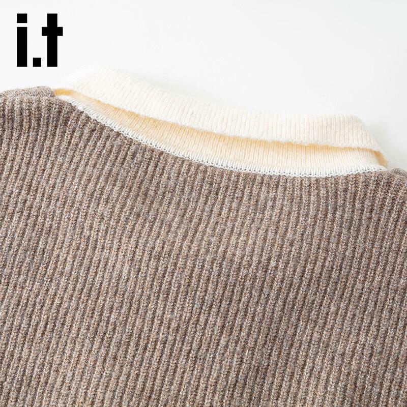 Izzue IT Women's Faux Two-Piece Lapel Knit Cardigan