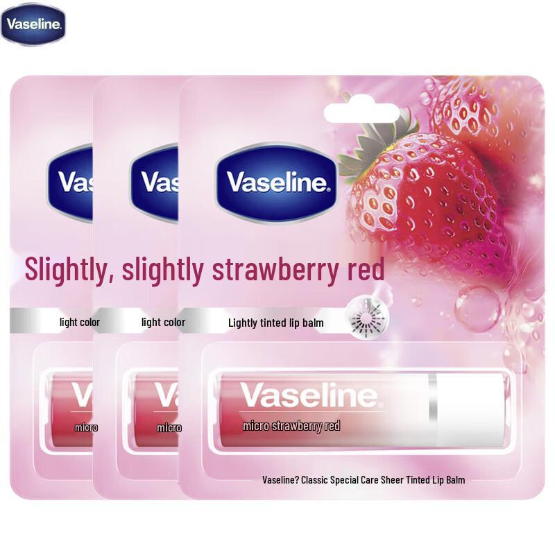 Vaseline Classic Tinted Lip Balm - Strawberry Red (3-Pack)