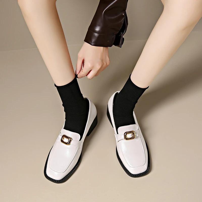 Women's Shoes 2024 Fashion Metal Decoration Office and Career Hot Sale Square Toe Heels Women Brand Slip-on Women's High Heels