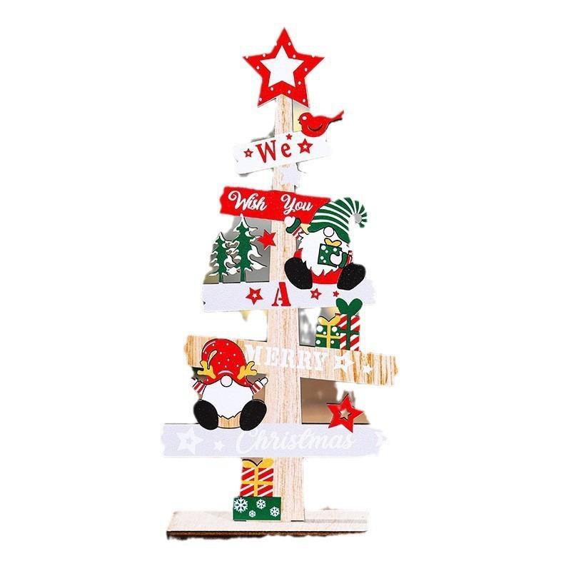 Christmas Wooden Christmas Tree Tabletop Decoration Alphabet Wooden Sign Old Man Snowman Pygmy Old Man Wooden Ornament