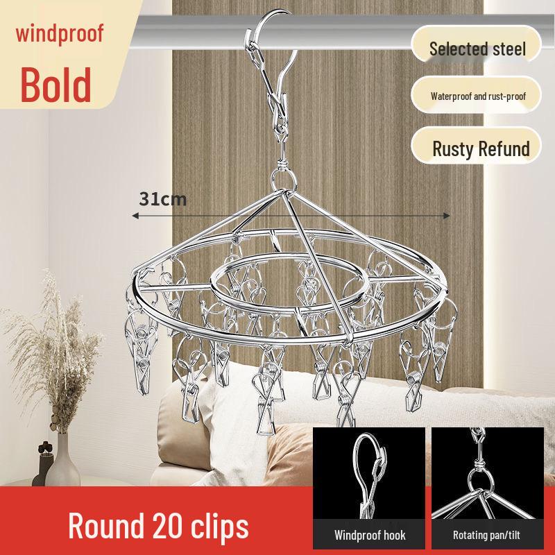 Mehrzweck-Wäscheständer aus Edelstahl mit winddichten Haken