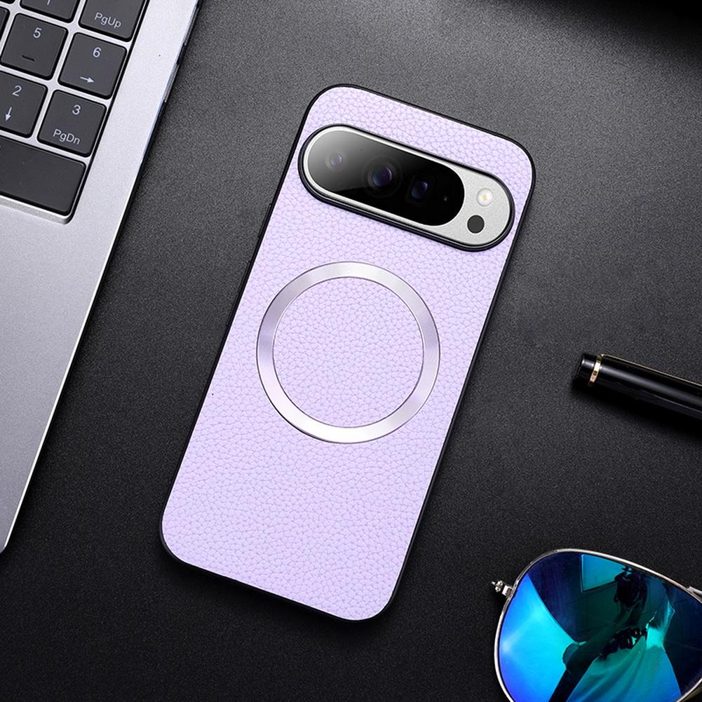 With Magsafe Magnetic Plain Leather Lychee Case For Google Pixel 10 Pro XL Pixel 10 9A 9 Pro XL 8a 8 7a 7 Camera protect Cover
