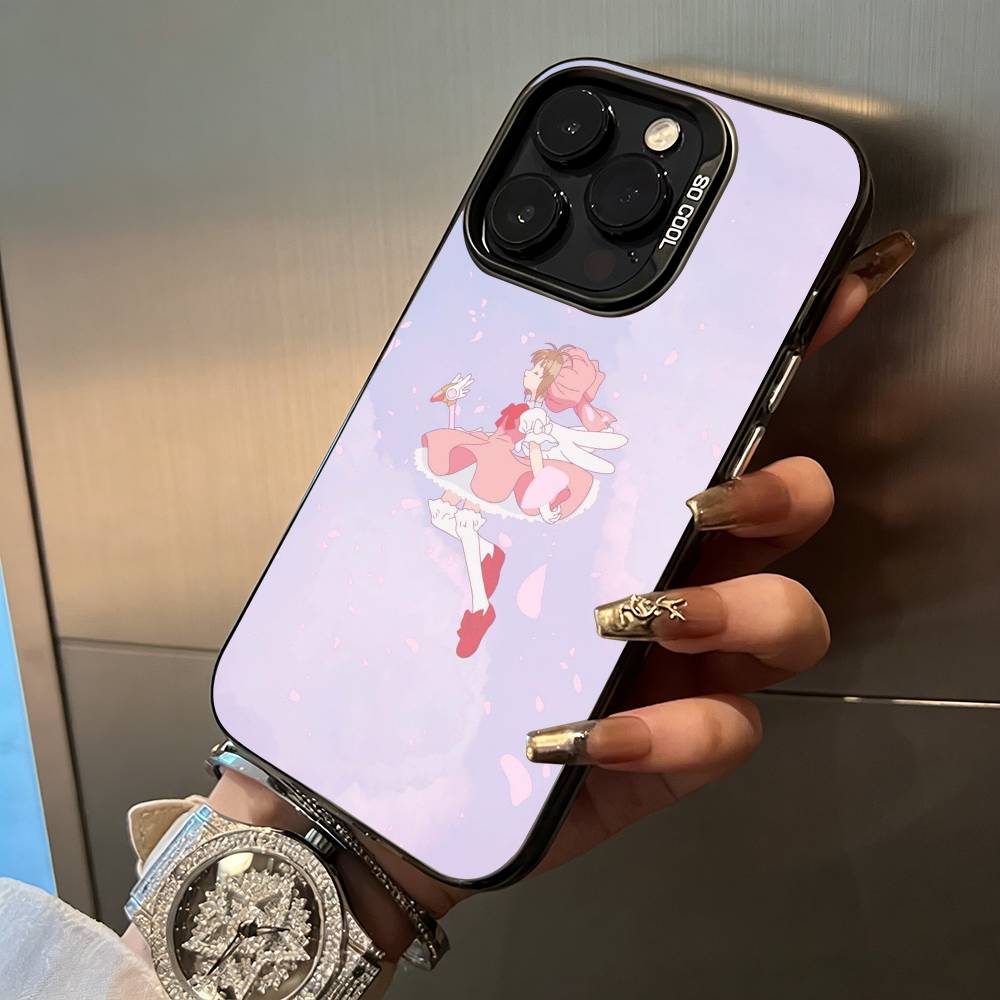 Anime cards-girl-sakura Phone Case For iPhone 17,16,15,14,13,12,11 Plus Pro Max Colored Silver Phone Case