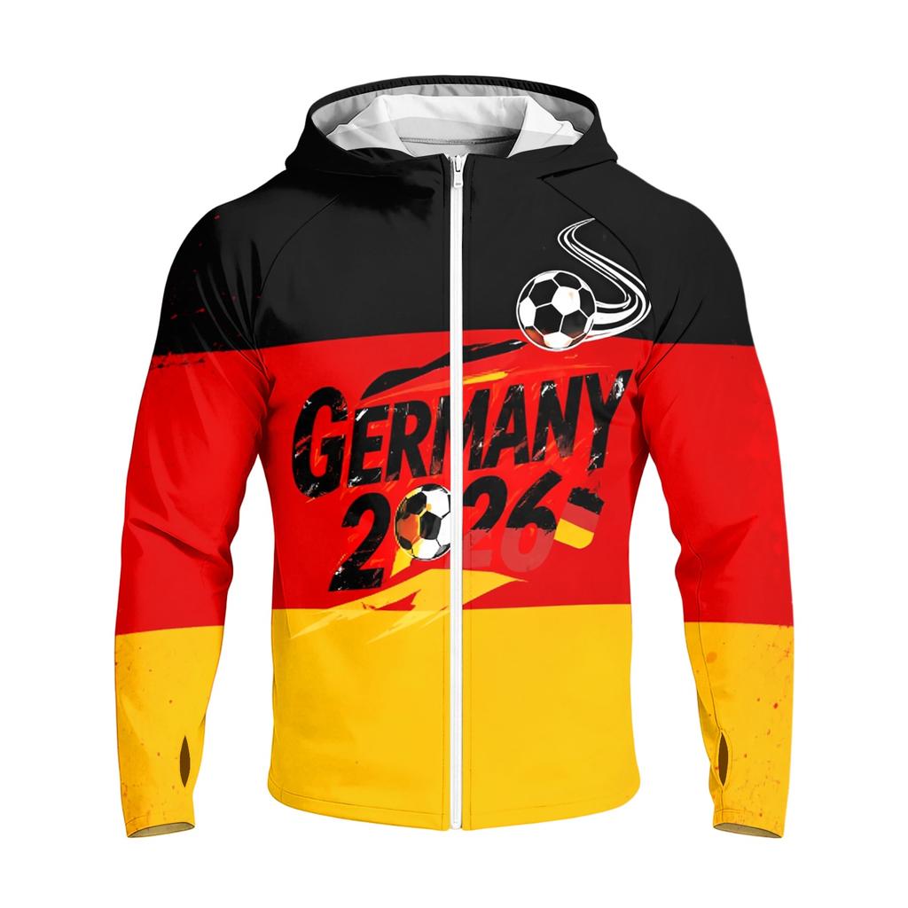 Men's Casual Raglan Sleeve Hooded Long Sleeve Sun Protection Jacket Lightweight Breathable Sportswear with Full Zip Front