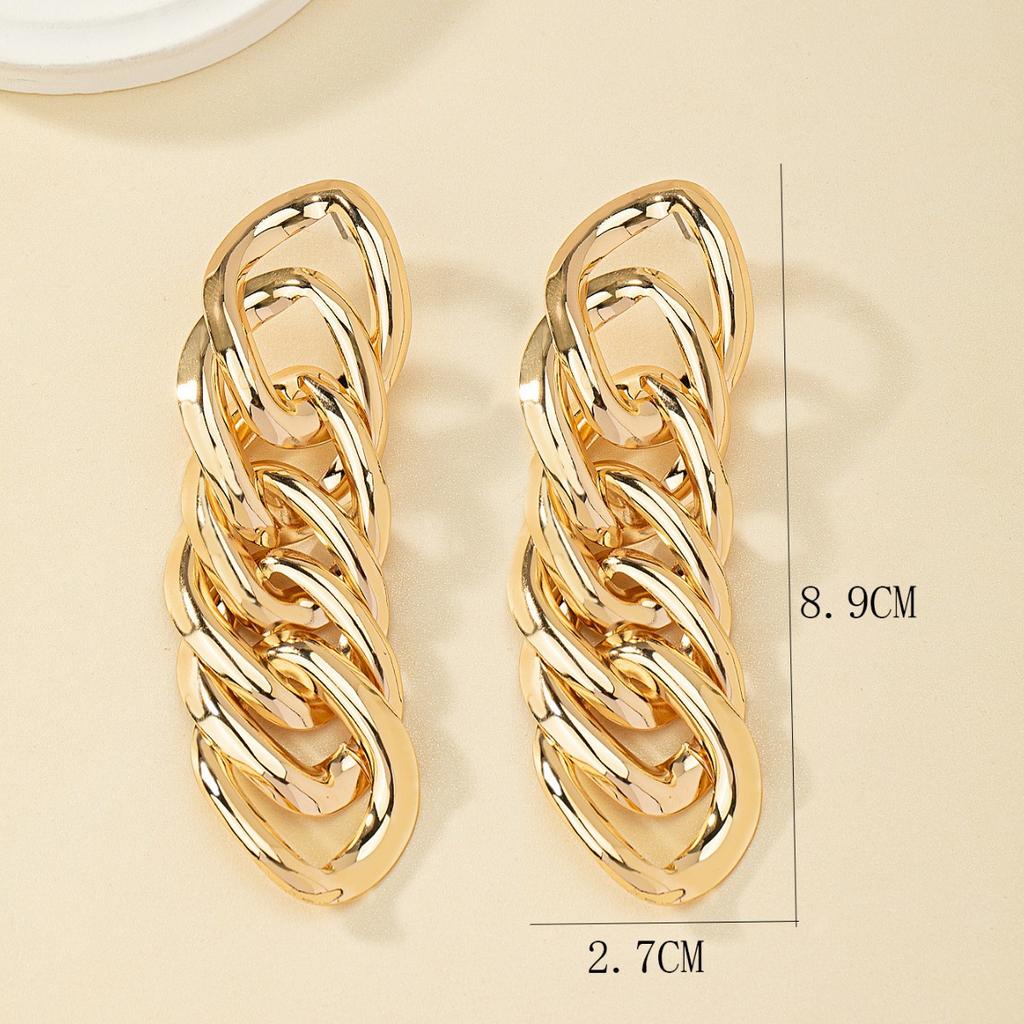 Fashion Earrings, Geometric Buckle Chain, Metal Cold Air Design, Exaggerated Fringed Summer Atmospheric Women'S Earrings
