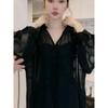 2024 Blusas De Mujer Shirts for Women Y2k Long Sleeve Loose Temperament Tops Solid Bandage Ruffles Summer Vintage Sweet Blouses