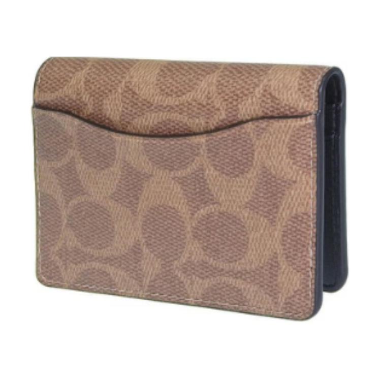 New COACH Coated Canvas Card Holder Men's Tan & Black CW367-NRX