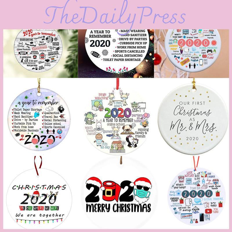 Elegant 2020 Christmas Pandemic Ornament Circular Acrylic Hanging Keepsake
