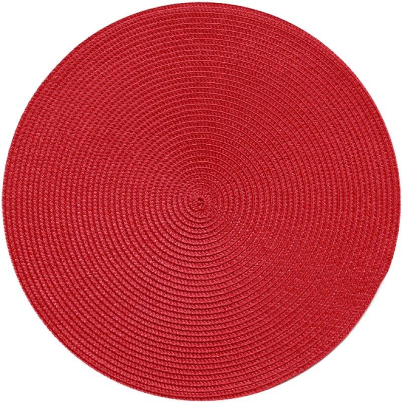 Round Woven Placemats PP Waterproof Dining Table Mat Non-Slip Napkin Disc Bowl Pads Drink Cup Coasters Kitchen Decoration