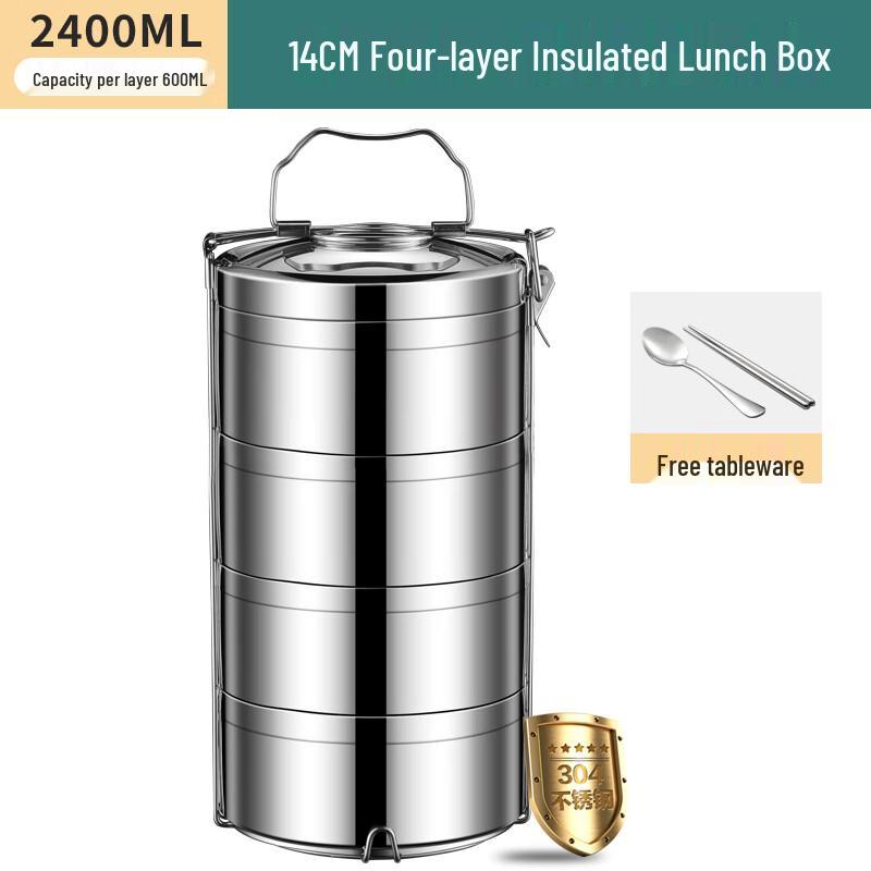Ru Han 304 Stainless Steel 4-Layer Insulated Lunch Box with Cutlery