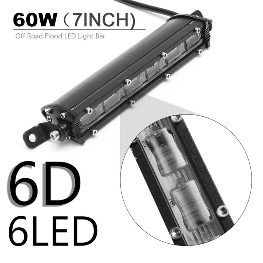 Pair 8''120W 12000LM Aluminum 6D Flood Beam Slim LED Work Light Bar Single Row Car SUV Off Road Lamps New