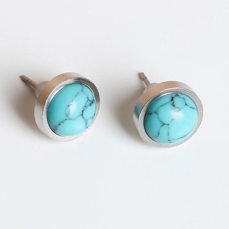 1pairs Handmade 10mm Natural Stone Stud Earrings Fashion Crystal Ear Jewelry Valentine's Day Gift