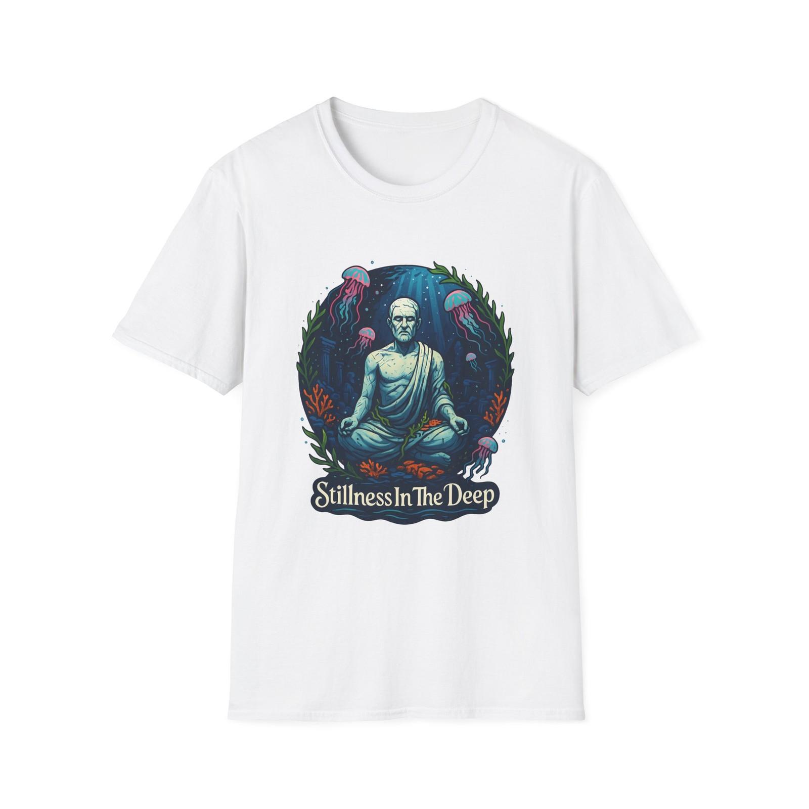 Unisex Softstyle T Shirt Mens Womens Tees Top Marble Philosopher Statue Sea Meditation Surreal Ocean M