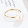 Natural Baroque Pearl Ring Women's Simple High-end Ring Titanium Steel Plated High Color Retention Jewelry