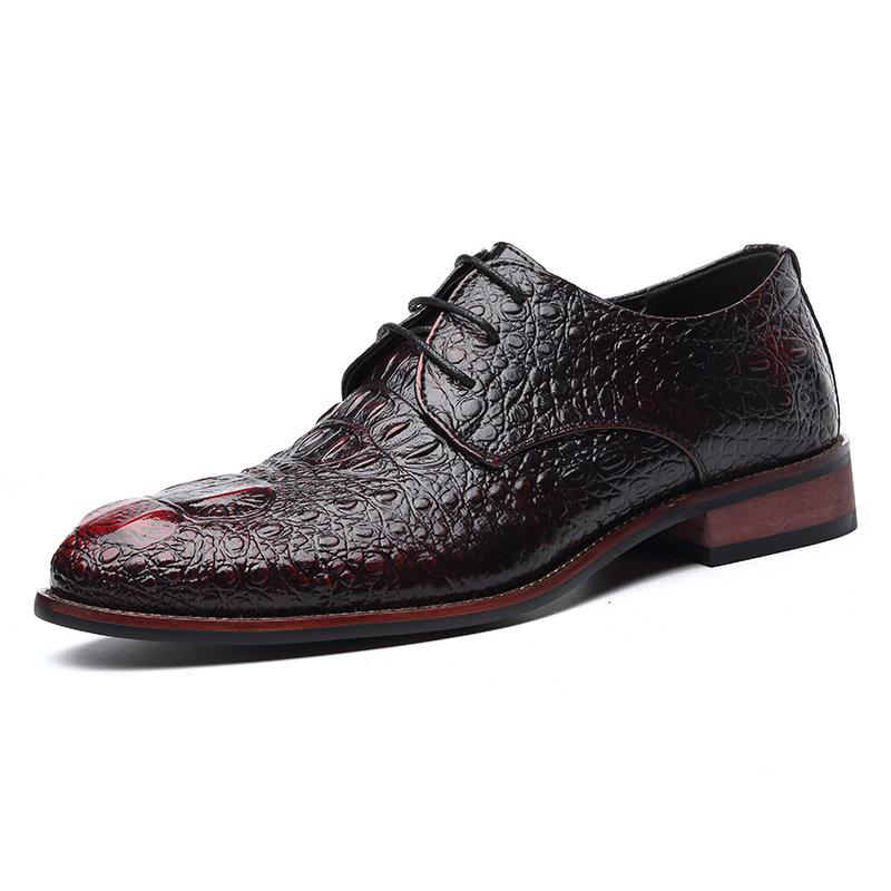 2025 Men's Crocodile Pattern Leather Shoes - Business Korean British Style, Formal Fashion for Youth & Weddings