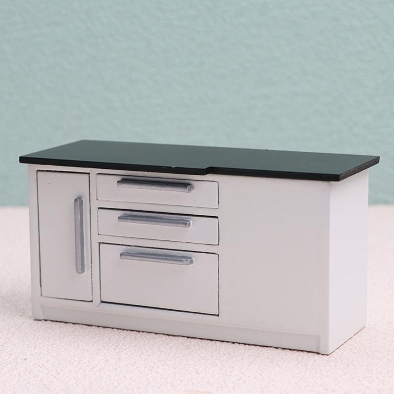1:12 Scale Dollhouse Kitchen Cabinet DIY Miniature Dolls House Furniture Cupboard Crafts Sink Stove Accessory Toy