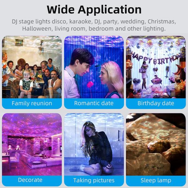 Bluetooth Star Projector Night Light Voice & Remote Control 32 Lighting Modes Built-in Music Player Star Galaxy Ocean Wave Projection Lamp Decor