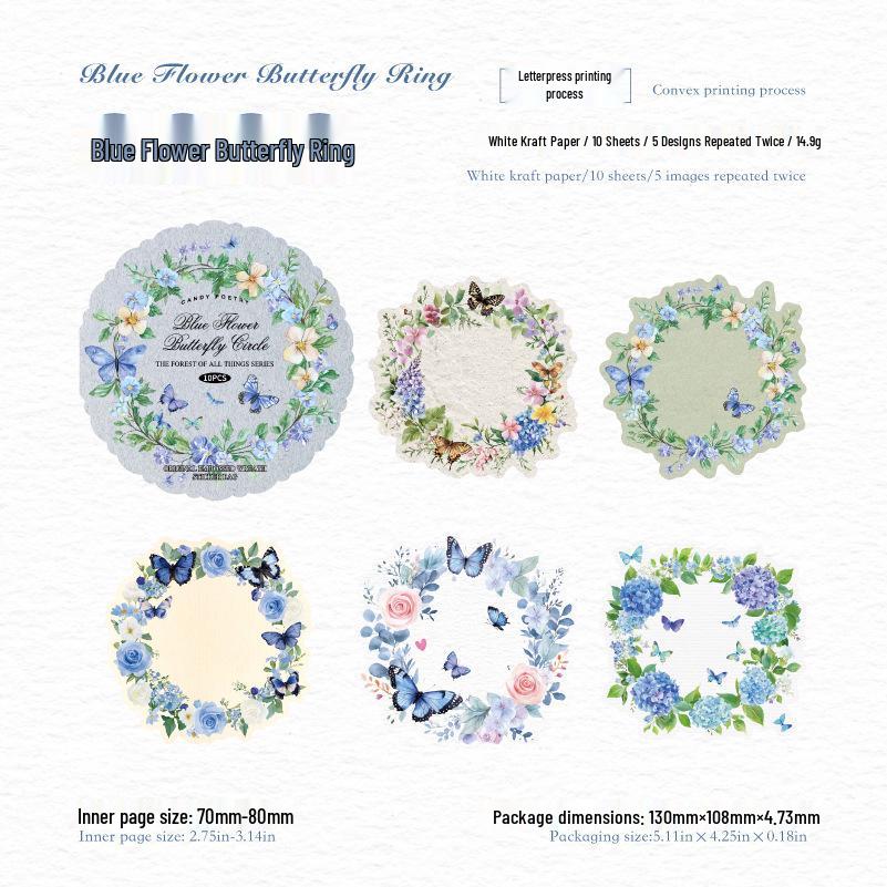 Forest Wreath Kraft Paper Embossed Sticker Pack: Retro Letterpress Theme