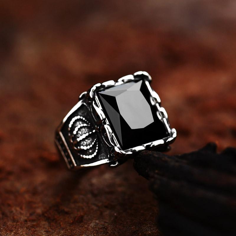 New Store 316L Stainless Steel High Quality Gem Ring Lots Vintage Fria Men's Ring with Colorful Stones Jewelry